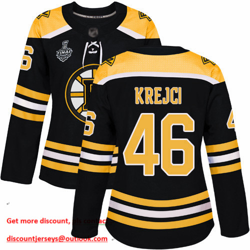 Bruins #46 David Krejci Black Home Authentic Stanley Cup Final Bound Women's Stitched Hockey Jersey