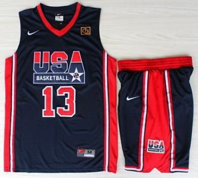 USA Basketball 1992 Olympic Dream Team Blue Jerseys & Shorts 13# Chris Mullin