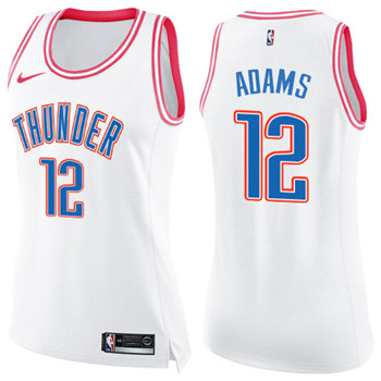 Nike Thunder #12 Steven Adams White Pink Women's NBA Swingman Fashion Jersey Nike Thunder #12 Steven Adams White Pink Women's NBA Swingman Fashion Jersey