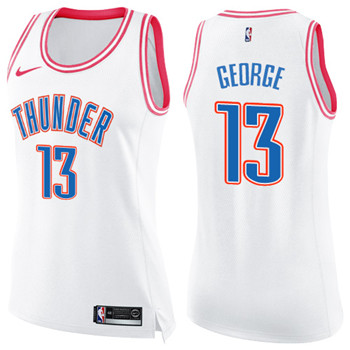 Nike Thunder #13 Paul George White Pink Women's NBA Swingman Fashion Jersey Nike Thunder #13 Paul George White Pink Women's NBA Swingman Fashion Jersey