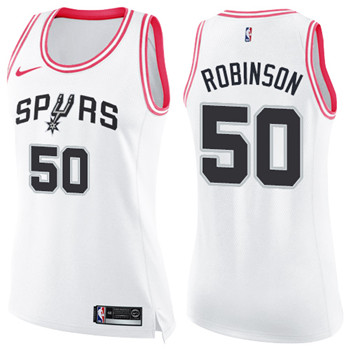 Nike Spurs #50 David Robinson White Pink Women's NBA Swingman Fashion Jersey