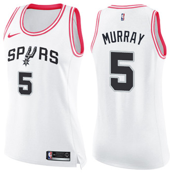 Nike Spurs #5 Dejounte Murray White Pink Women's NBA Swingman Fashion Jersey