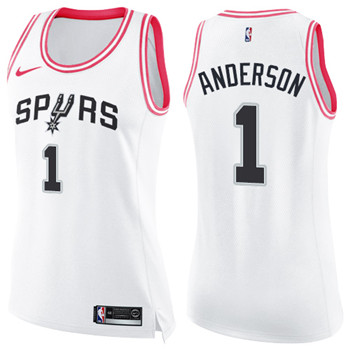 Nike Spurs #1 Kyle Anderson White Pink Women's NBA Swingman Fashion Jersey Nike Spurs #1 Kyle Anderson White Pink Women's NBA Swingman Fashion Jersey