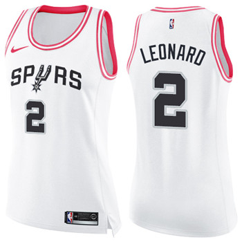 Nike Spurs #2 Kawhi Leonard White Pink Women's NBA Swingman Fashion Jersey
