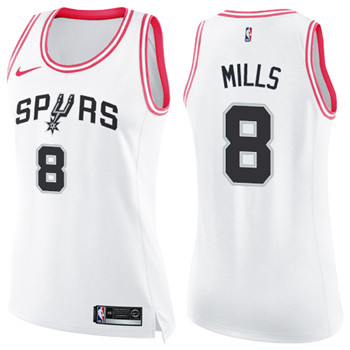 Nike Spurs #8 Patty Mills White Pink Women's NBA Swingman Fashion Jersey