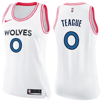 Nike Timberwolves #0 Jeff Teague White Pink Women's NBA Swingman Fashion Jersey Nike Timberwolves #0 Jeff Teague White Pink Women's NBA Swingman Fashion Jersey