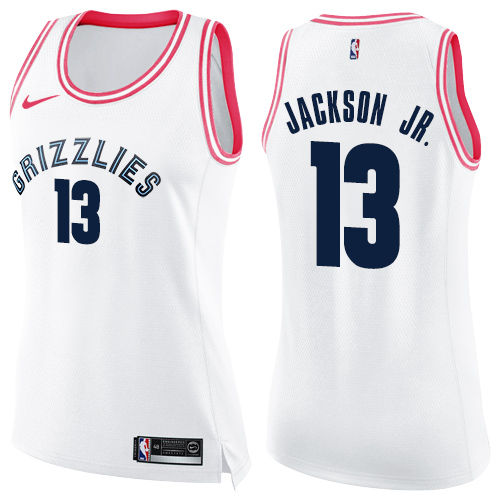 Nike Grizzlies #13 Jaren Jackson Jr. White Pink Women's NBA Swingman Fashion Jersey