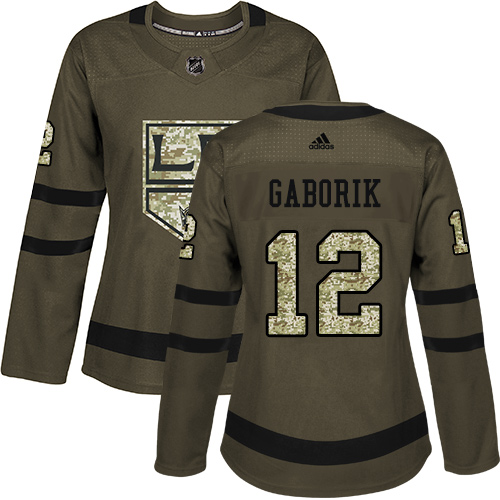Adidas Kings #12 Marian Gaborik Green Salute to Service Women's Stitched NHL Jersey