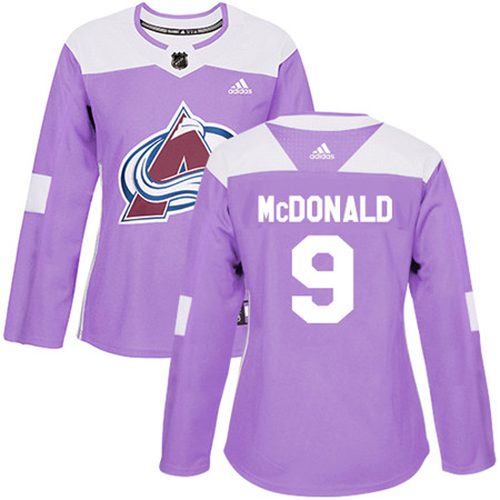 Adidas Avalanche #9 Lanny McDonald Purple Authentic Fights Cancer Women's Stitched NHL Jersey Adidas Avalanche #9 Lanny McDonald Purple Authentic Fights Cancer Women's Stitched NHL Jersey