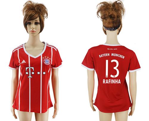 Women's Bayern Munchen #13 Rafinha Home Soccer Club Jersey