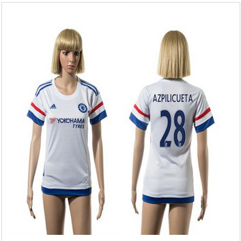 Women Chelsea #28 Azpilicueta Away Soccer Club Jersey