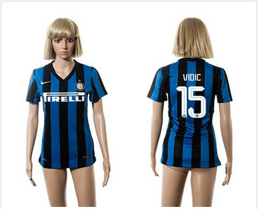Women Inter Milan #15 Vidic Home Soccer Club Jersey