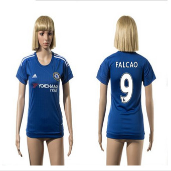 Women Chelsea #9 Falcao Home Soccer Club Jersey