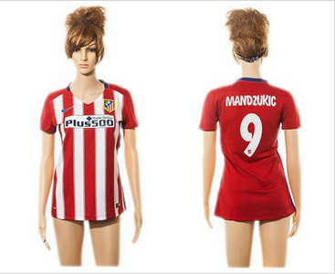 Women Atletico Madrid #9 Mandzukic Home Soccer Club Jersey