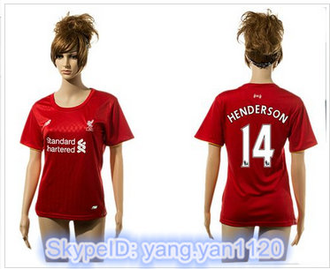 Women Liverpool #14 Henderson Red Home Soccer Club Jersey