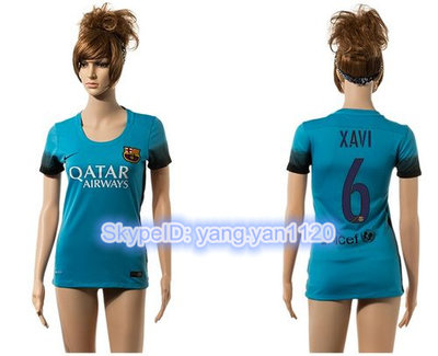 Women's Barcelona #6 Xavi Blue Soccer Club Jersey