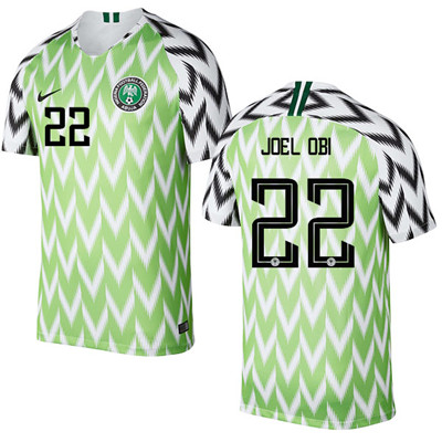 Nigeria #22 JOEL OBI Home Soccer Country Jersey