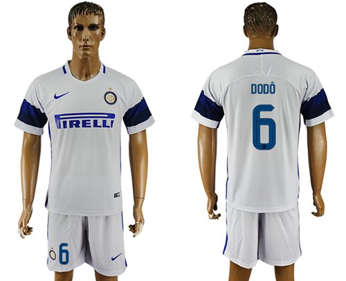 Inter Milan #6 Dodo White Away Soccer Club Jersey