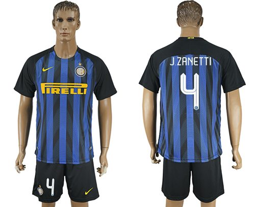 Inter Milan #4 J.Zanetti Home Soccer Club Jersey