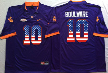 Clemson Tigers 10 Ben Boulware Purple USA Flag College Jersey