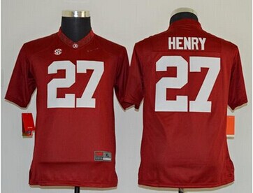 Youth NCAA Crimson Tide #27 Derrick Henry Red Stitched Jersey