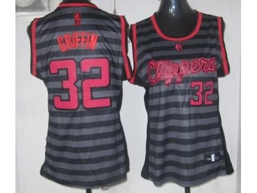 women nba los angeles clippers #32 griffin grey(black strip)