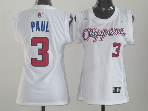 women Los Angeles Clippers 3 Chris Paul WHITE Jersey