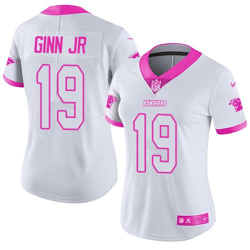 Nike Panthers #19 Ted Ginn Jr White Pink Women's Stitched NFL Limited Rush Fashion Jersey Nike Panthers #19 Ted Ginn Jr White Pink Women's Stitched NFL Limited Rush Fashion Jersey