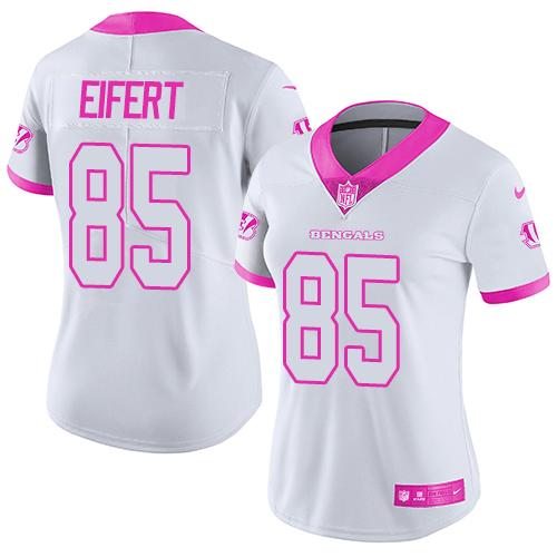Nike Bengals #85 Tyler Eifert White Pink Women's Stitched NFL Limited Rush Fashion Jersey Nike Bengals #85 Tyler Eifert White Pink Women's Stitched NFL Limited Rush Fashion Jersey