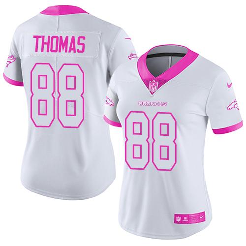 Nike Broncos #88 Demaryius Thomas White Pink Women's Stitched NFL Limited Rush Fashion Jersey Nike Broncos #88 Demaryius Thomas White Pink Women's Stitched NFL Limited Rush Fashion Jersey
