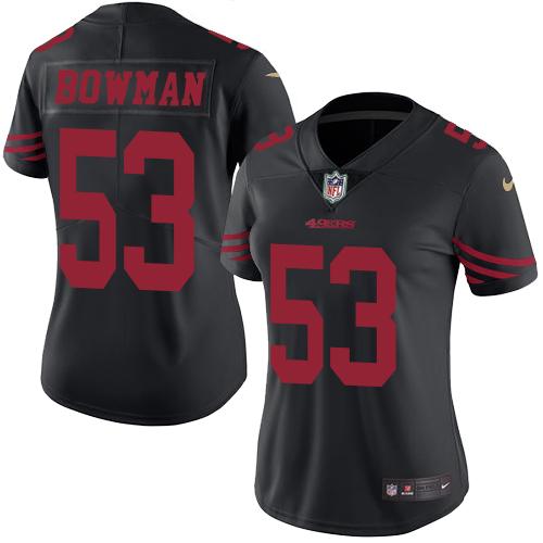 Nike 49ers #53 NaVorro Bowman Black Women's Stitched NFL Limited Rush Jersey Nike 49ers #53 NaVorro Bowman Black Women's Stitched NFL Limited Rush Jersey