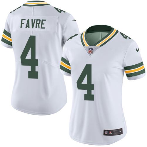 Nike Packers #4 Brett Favre White Women's Stitched NFL Limited Rush Jersey Nike Packers #4 Brett Favre White Women's Stitched NFL Limited Rush Jersey