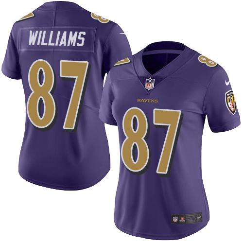 Nike Ravens #87 Maxx Williams Purple Women's Stitched NFL Limited Rush Jersey Nike Ravens #87 Maxx Williams Purple Women's Stitched NFL Limited Rush Jersey