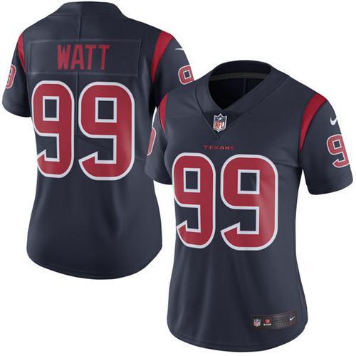 Nike Texans #99 J.J. Watt Navy Blue Women's Stitched NFL Limited Rush Jersey Nike Texans #99 J.J. Watt Navy Blue Women's Stitched NFL Limited Rush Jersey
