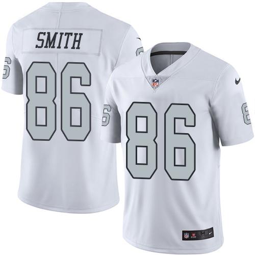 Nike Raiders #86 Lee Smith White Men's Stitched NFL Limited Rush Jersey Nike Raiders #86 Lee Smith White Men's Stitched NFL Limited Rush Jersey
