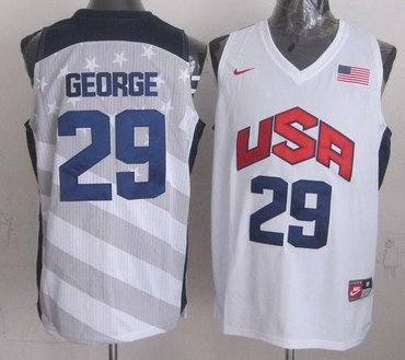 New 2012 Olympics Team USA #29 Paul George Dark White Stitched NBA Jersey