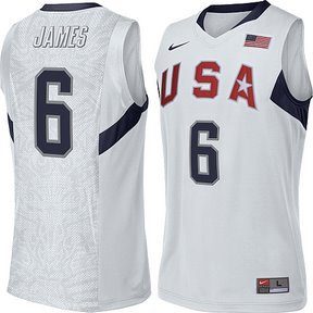 2008 USA Basketball #6 LeBron James Swingman White Jersey