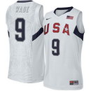 2008 USA Basketball #9 Dwayne Wade Swingman White Jersey