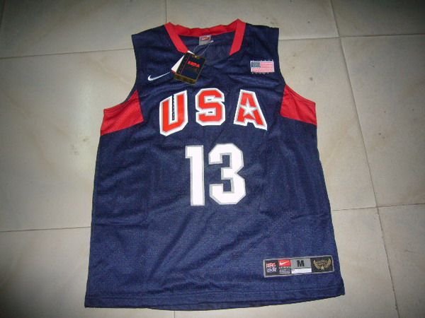 NBA Olympic USA #13 PAUL BLUE Basketball Jersey