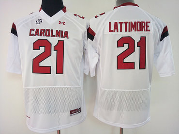 South Carolina Gamecocks 21 Marcus Lattimore White College Football Jersey