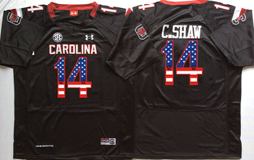 South Carolina Gamecocks 14 C.Shaw Black USA Flag College Jersey