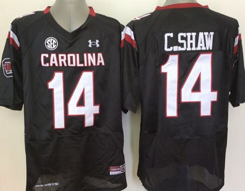 South Carolina Fighting Gamecocks #14 Connor Shaw Black SEC Patch Stitched NCAA Jersey