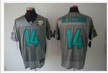 Jaguars #14 Justin Blackmon Grey Shadow With 20TH Season Patch Jersey