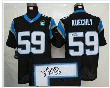NEW Panthers #59 Luke Kuechly Black Team Color With 20TH Season Patch Stitched Jersey (1)