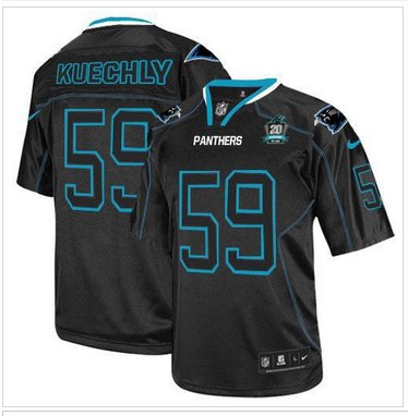 NEW Panthers #59 Luke Kuechly Lights Out Black With 20TH Season Patch Stitched Jersey