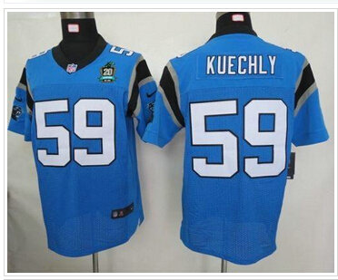 NEW Panthers #59 Luke Kuechly Blue Alternate With 20TH Season Patch Stitched Jersey