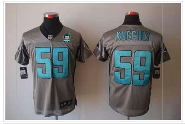 NEW Panthers #59 Luke Kuechly Grey Shadow With 20TH Season Patch Stitched Jersey