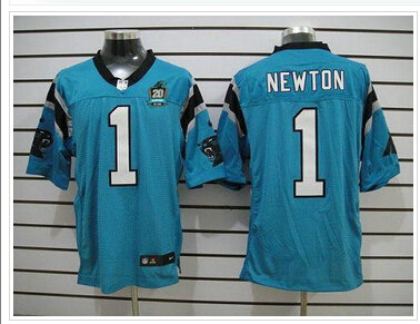 NEW Panthers #1 Cam Newton Blue Alternate With 20TH Season Patch Stitched Jersey