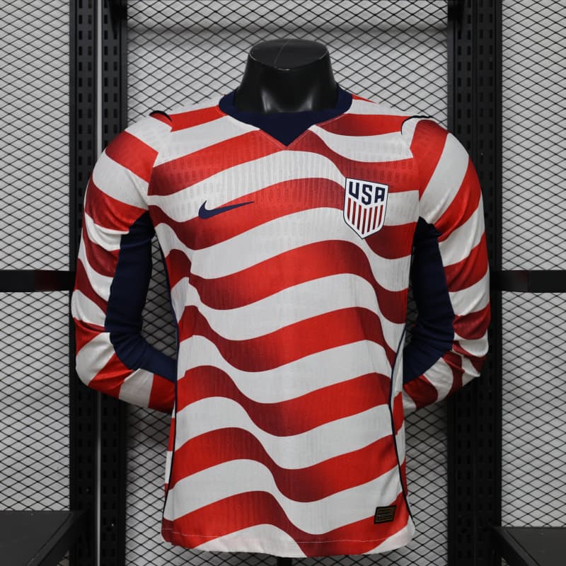 2026 World Cup United States Home Kit Player Version Long Sleeve Shirt Jersey