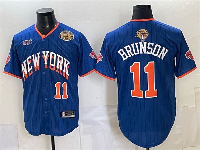Men's New York Knicks #11 Jalen Brunson Royal 2026 Finals & Eastern Conference Champions Patch Stitched Baseball Jersey